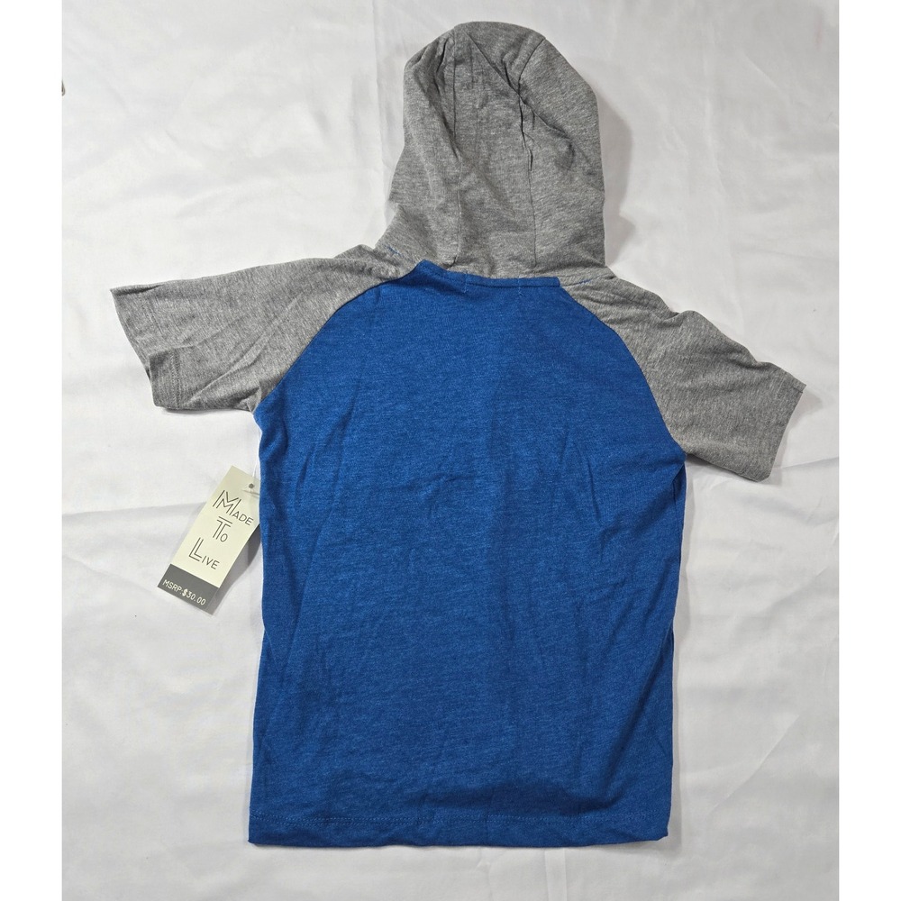 MTL Made To Live Hoodies Boys Short Sleeve Sz 7 Set of 2 NWT Blue & Teal w/Gray - Picture 5 of 9